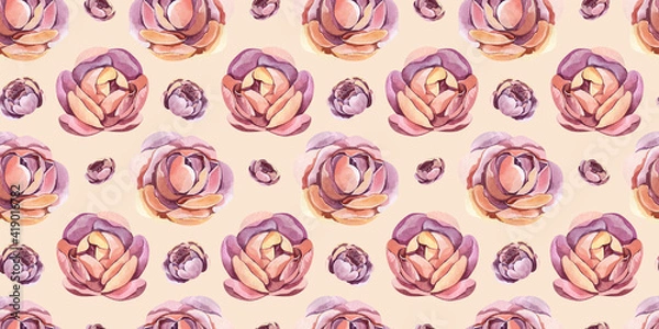 Fototapeta watercolor set of patterns flowers and twigs