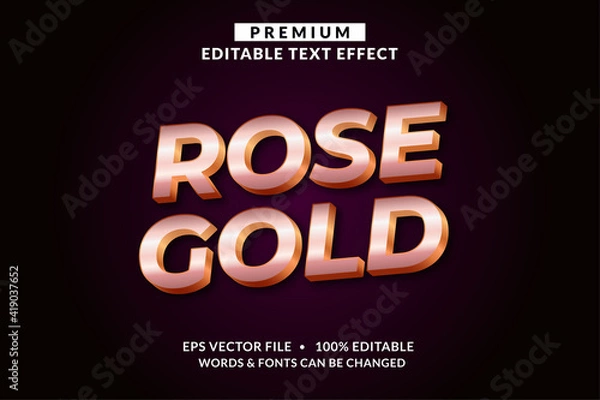 Fototapeta Rose Gold, Premium Editable Text Effect Font style