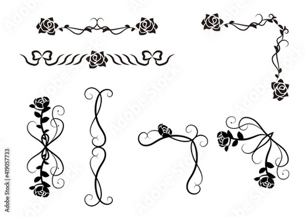 Fototapeta バラの飾り罫（JPEG）