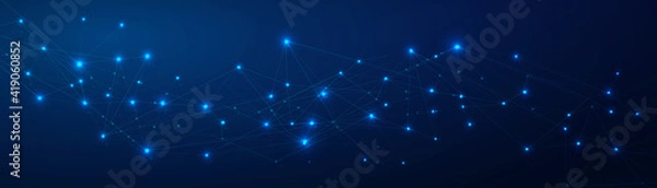 Obraz Abstract connect dots, Polygonal background. Technology hi tech connecting digital data design concept, vector illustration