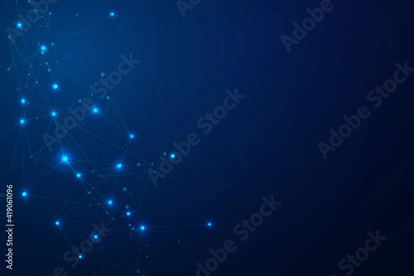 Obraz Abstract connect dots, Polygonal background. Technology hi tech connecting digital data design concept, vector illustration