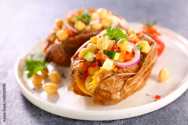 Obraz baked sweet potato with vegetables