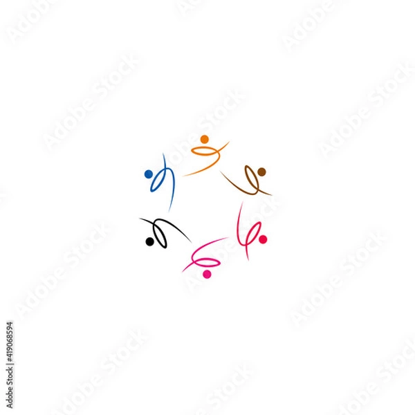 Fototapeta COLORFUL PEOPLE DESIGN SILHOUETTE ISOLATED ON WHITE