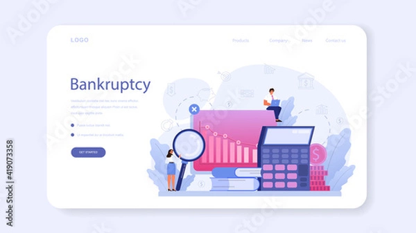 Obraz Decline stage web banner or landing page. Finance crisis