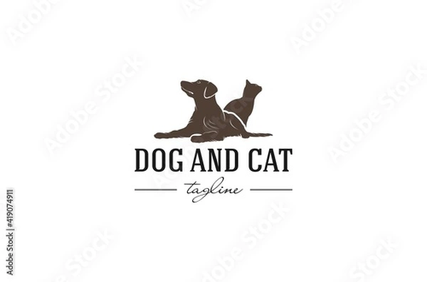 Obraz dog and cat illustration logo that looks friendly and cute
