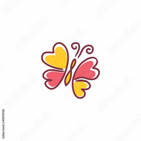 Obraz Beautiful and colorful Butterfly Logo Template Vector icon design