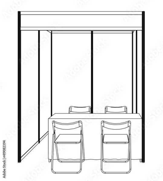 Obraz 展示会のブースの線画イラスト