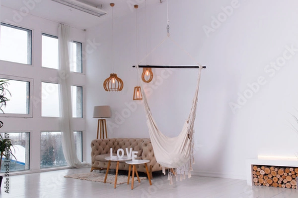 Obraz design of a bright room, studio with panoramic windows