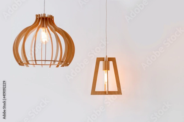 Obraz wooden decor in the interior, chandelier