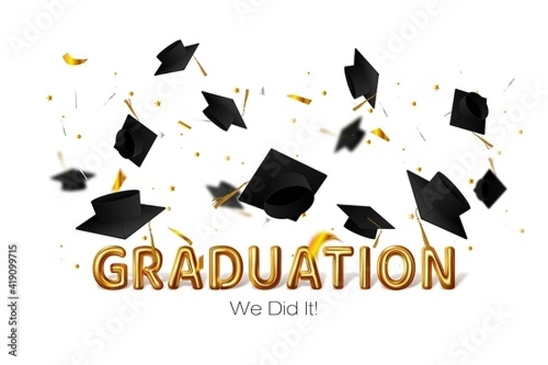 Fototapeta Congratulation graduates 2021 class of graduations. Vector illustration