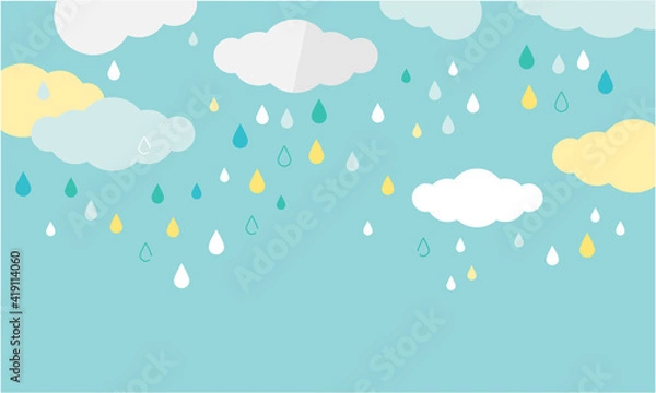 Obraz 雨の日のナチュラル・シンプル背景イラスト	