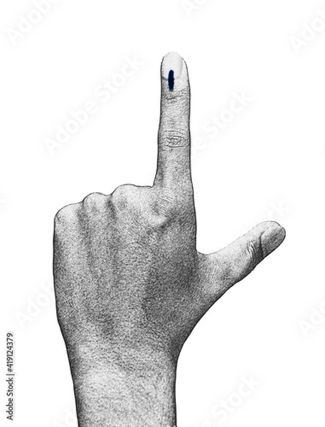 Obraz Indian male voter hand with voting ink sign of vote