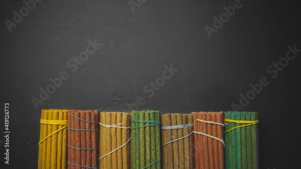 Obraz template lot of tibetan incense sticks with different fragrance