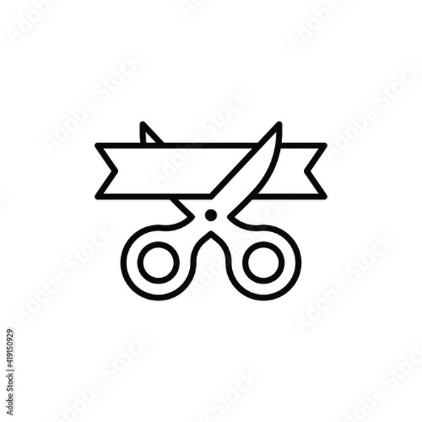 Fototapeta Grand opening line icon. Simple outline style for web and mobile app design element. Open, ribbon, cut, scissor, inauguration, ceremony concept. Vector illustration isolated. EPS 10.
