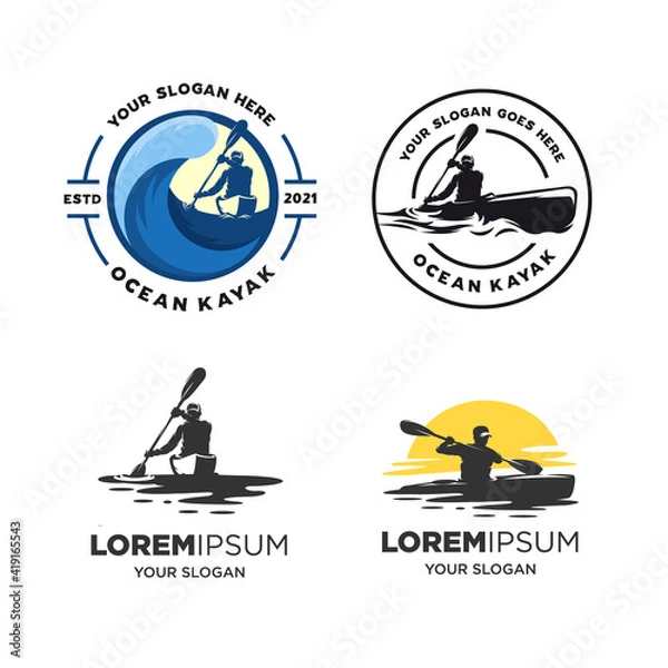 Obraz set kayak silhouette logo vector