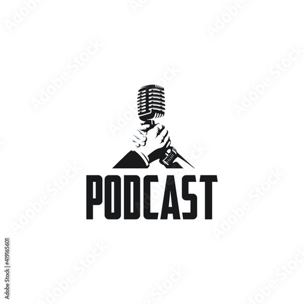 Obraz handshake podcast silhouette logo vector 