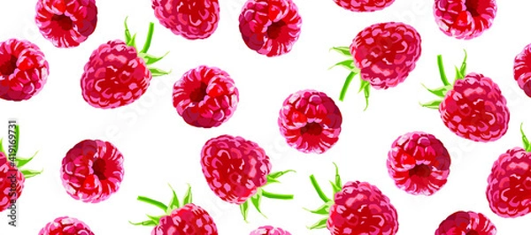 Fototapeta Berry vector seamless pattern. Raspberry background
