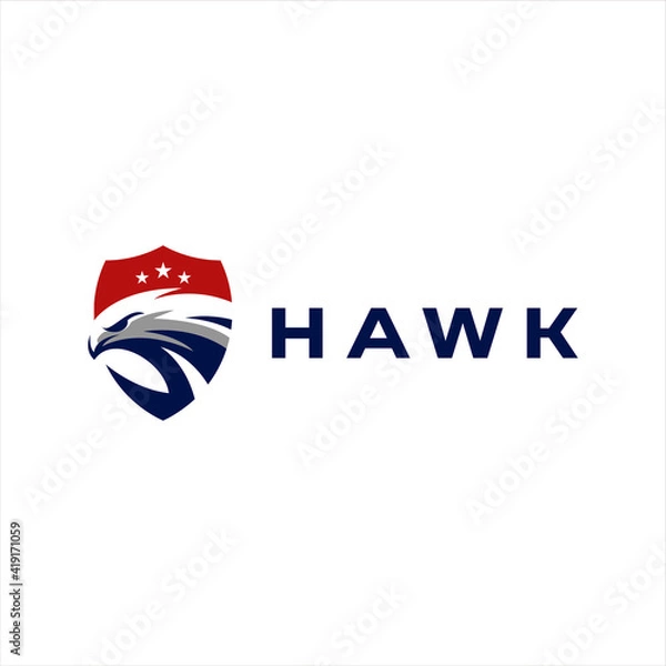 Fototapeta hawk shield strong logo design