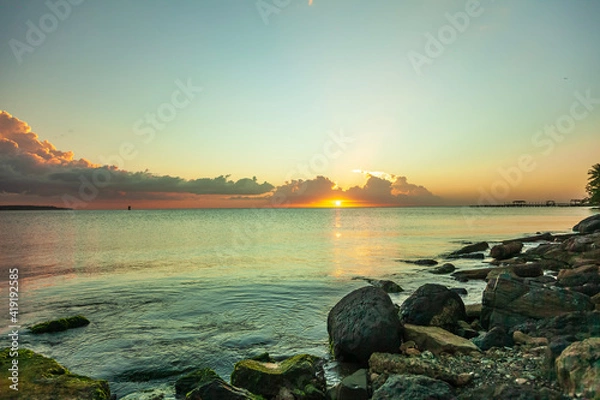 Fototapeta sunset over the lake
