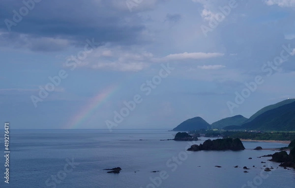 Obraz 海辺にかかる虹　夏の光景