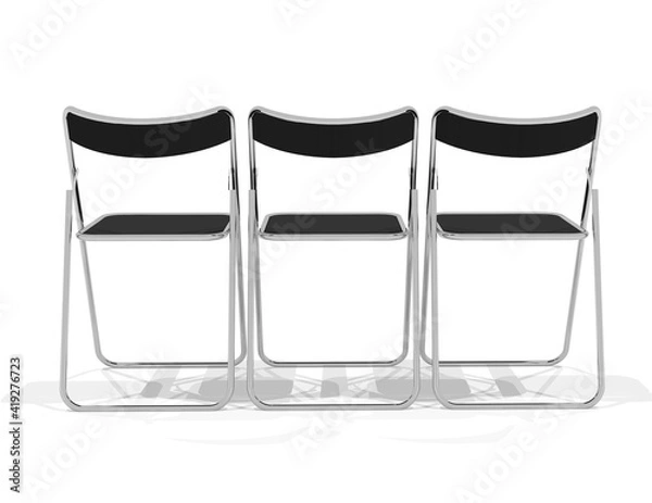 Obraz 3脚のパイプ椅子を後ろから見た3dレンダリング