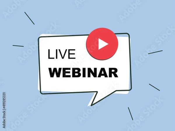 Obraz "Live Webinar" Title. Online Class Concept. Vector Illustration Promo Template.