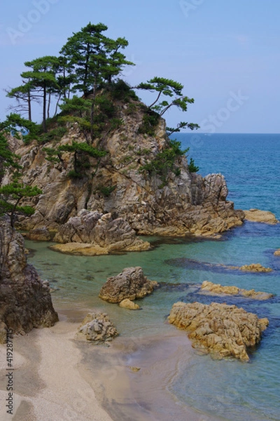 Fototapeta 日本　ジオパーク　岩場と松の日本伝統風景