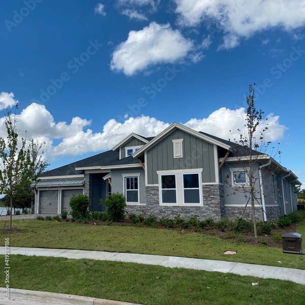 Obraz A luxury gray house in the Laureate Park neighborhood