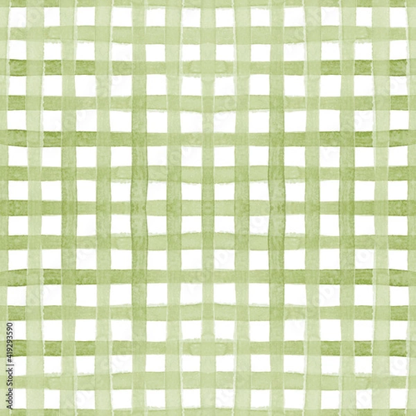 Obraz Green plaid tartan watercolor simple seamless pattern