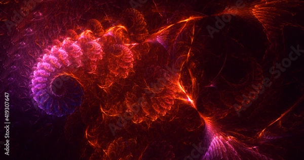 Fototapeta 3D rendering abstract multicolor fractal light background