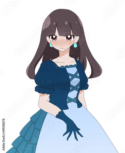 Fototapeta ドレス　女の子　茶髪　赤面