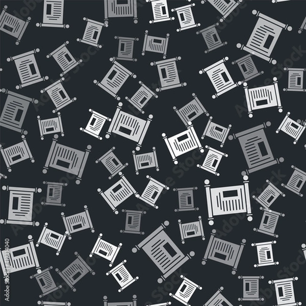 Obraz Grey Decree, paper, parchment, scroll icon icon isolated seamless pattern on black background. Chinese scroll. Vector Illustration.