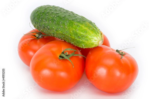 Fototapeta Tomatoes and cucumbers