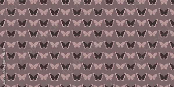 Fototapeta Brown butterfly seamless repeat pattern background