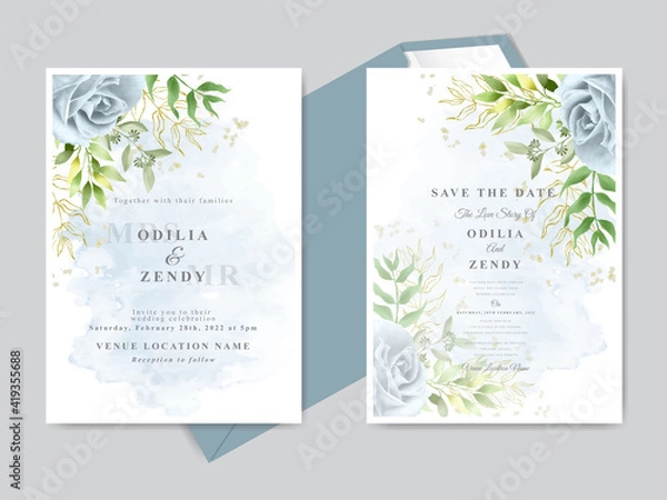 Obraz wedding invitation card template with beautiful floral hand drawn