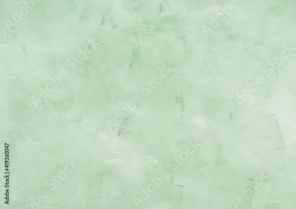 Fototapeta Pastel green textured painted concrete background for invitations and banners.