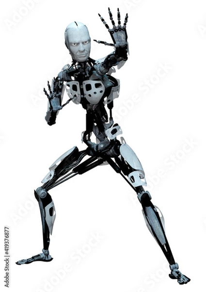 Fototapeta 3D Rendering Male Robot on White