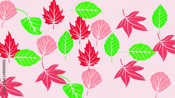 Fototapeta Seamless stylish leaves pattern vector background texture.