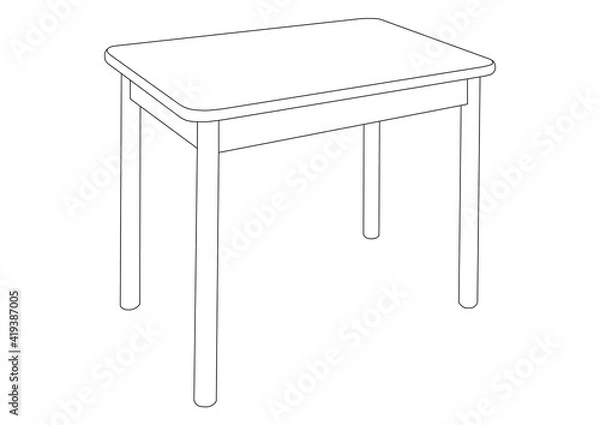 Obraz Simple Dining Table Image Black White. Table For Taking Food Or For Work. Image For Catalog Layout Or Web Pictures.
