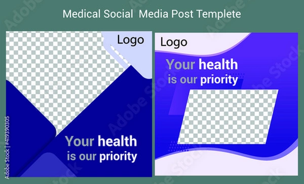 Obraz Medical social media post template. Editable Healthcare Banner.