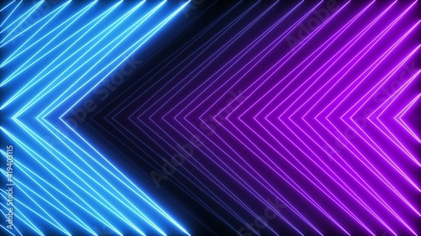Fototapeta Animated zig zag neon light seamless loop modern motion graphics background