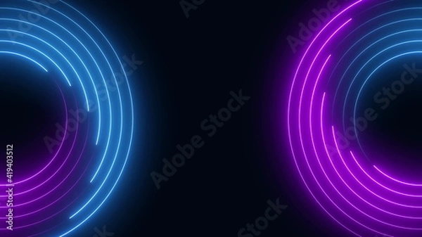 Obraz Neon lights  blue and purple seamless loop background motion graphics animation.