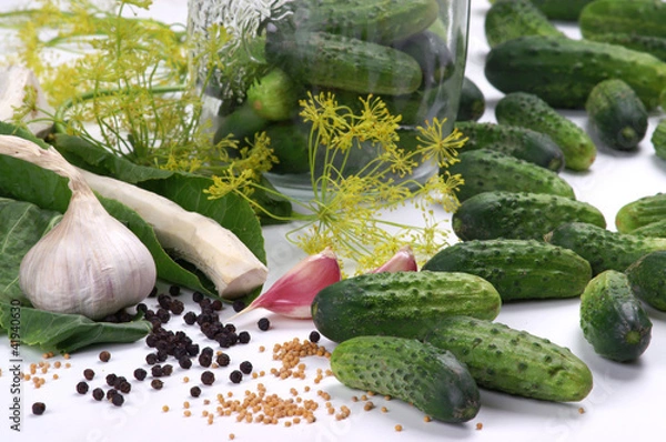 Fototapeta Cucumbers and spices