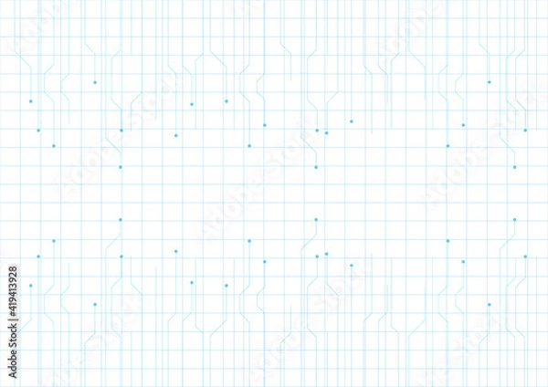 Fototapeta Circuit electronic and blue light technology engineering abstract concept vector on white graph paper background