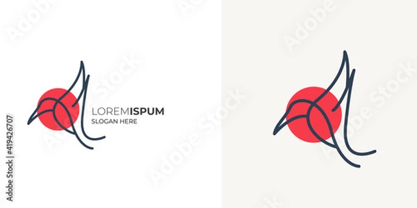 Obraz Creative line-art minimal egret logo design vector template. Modern egret logo