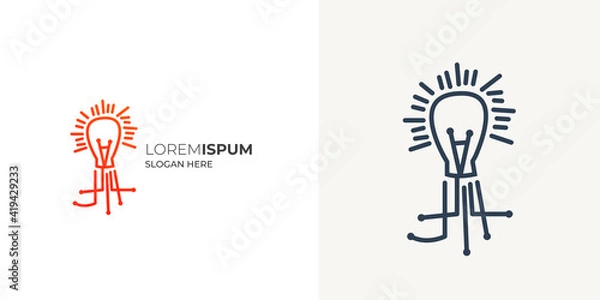 Obraz Bulb Withstand logo design vector template. Network Bulb design template