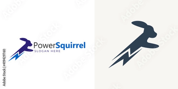 Obraz Power icon and squirrel logo design vector template