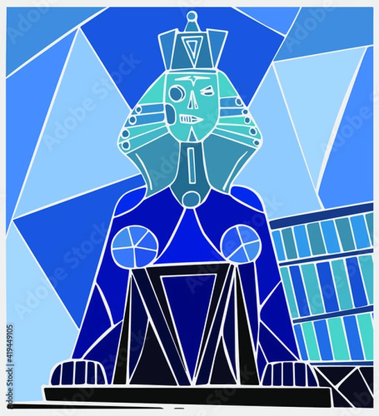 Obraz Monument to the Victims of Political Repression. Sphinxes of St. Petersburg. Sphinx with a half-face in the form of a skull and a female figure. Mosaic technique.