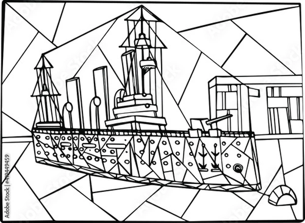 Obraz The cruiser of St. Petersburg. The cruiser became one of the main symbols of the October Revolution in Russia.