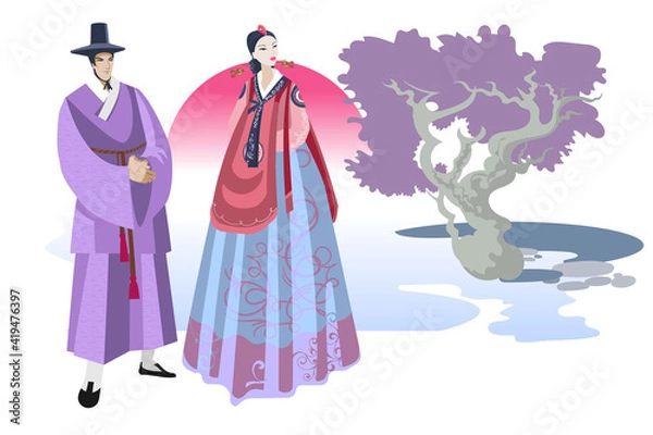 Obraz Couple with traditional clothes